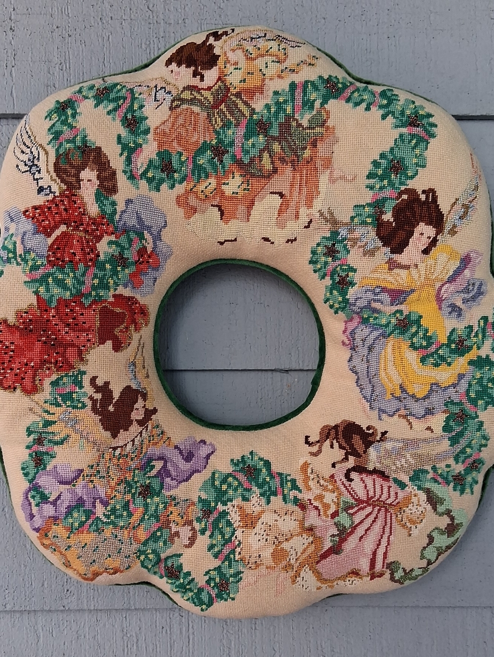 Vintage Embroidered Tapestry Wreath